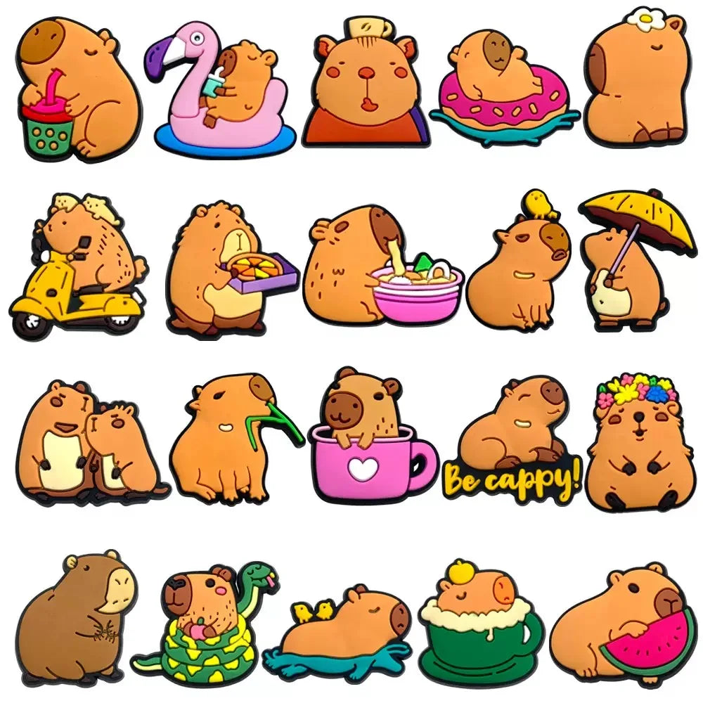 10-50pcs Cute Animals Capybara Shoe Charms PVC Shoes Accessories Decoration Buckle for Clog Sandals Wristband Kids Party Gift