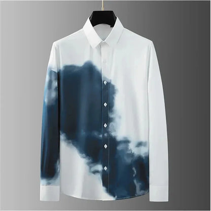 2025 Luxury letter-printed shirt for men, long-sleeved, fitted casual shirt, high-quality, fashionable, oversized men's clothing