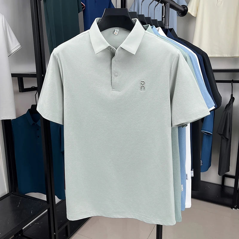 New Men's Short Sleeved Printed Polo Shirt Summer Luxury Brand Fashion Business Cool Anti Wrinkle Lapel T-shirt Top Men's Wear