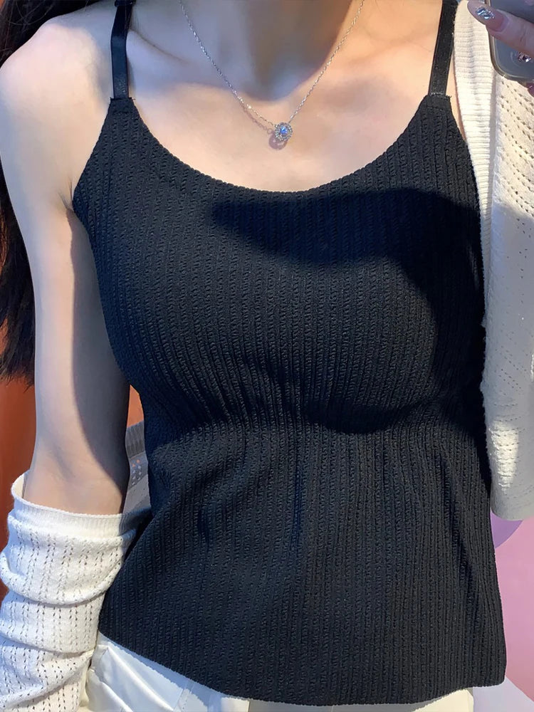 New 2025 Women's Slimming Long Tank Top Beautiful Back Bralette Innerwear Outerwear Base Layer Strap Vest Fashionable Polyest...