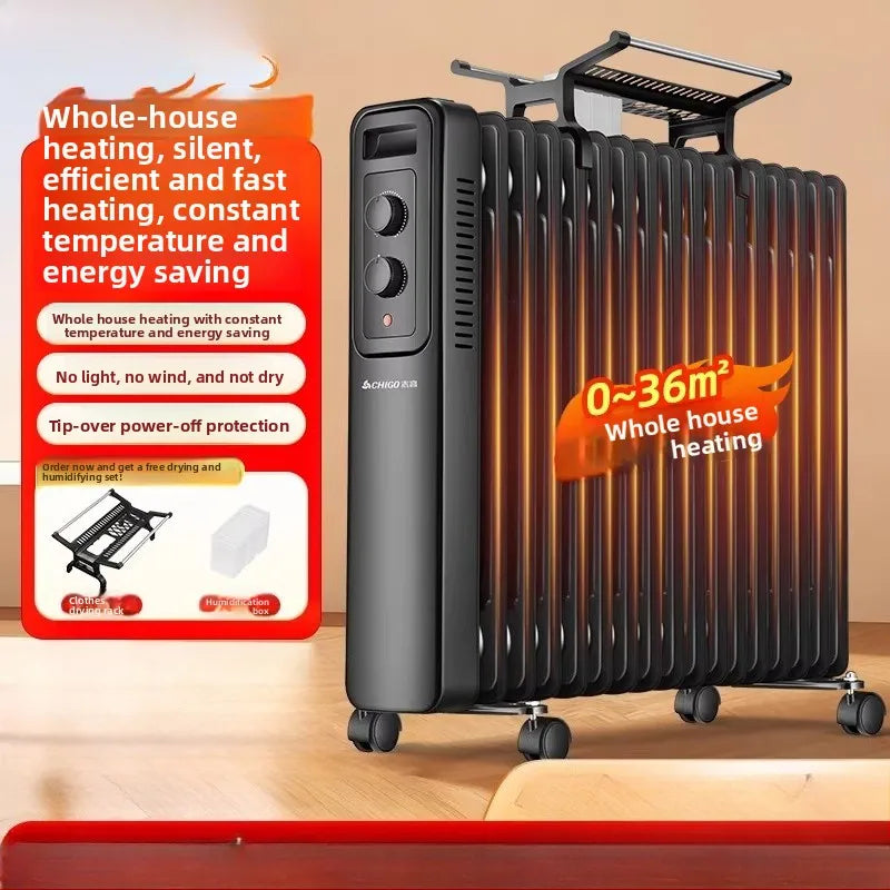 Oil-filled radiator heater household energy-saving fan heater indoor fast-heating electric oil  gas heater 2025 new model.