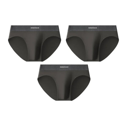3Pcs Men’s Cotton Briefs No Fly Mid Waist U Convex Pouch Triangle Underpants Solid Color Breathable Summer Daily Underwear Male