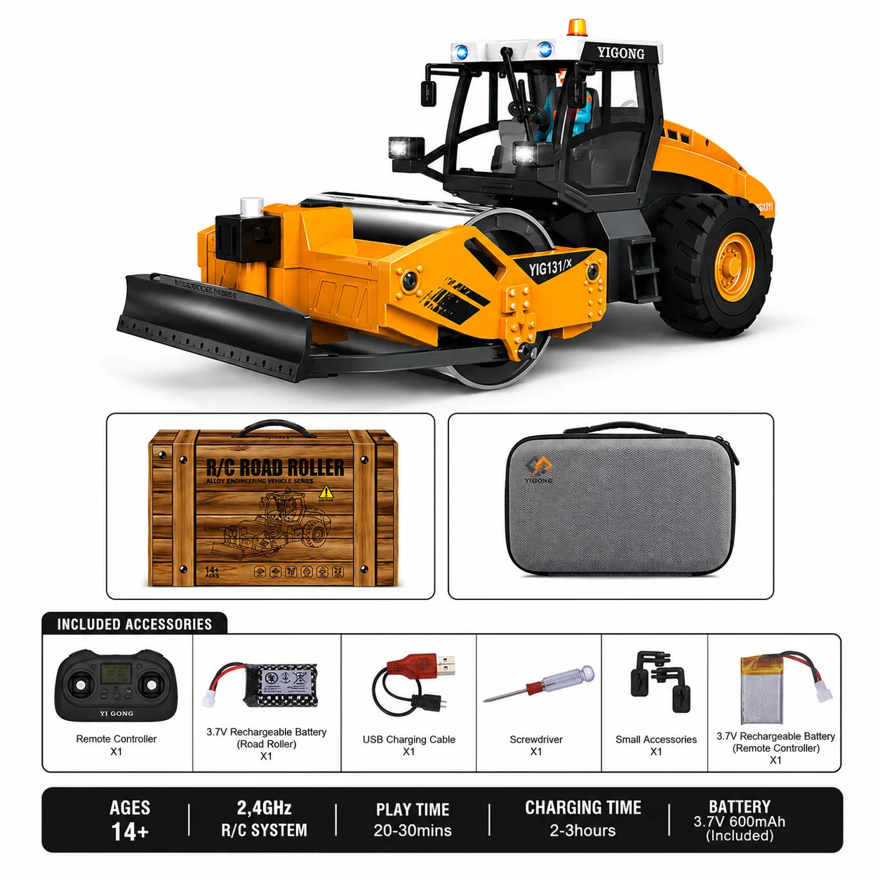 JIKEFUN 1/50 YG970 636 T14R RC Excavator Loader Dump Truck Remote Control Alloy Simulation Engineering Vehicle Model Toy