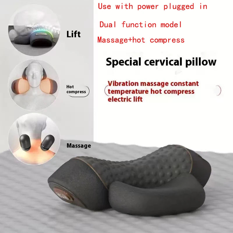 Electric Neck Massage Pillow, Neck Stretcher, Heating, Vibration, Massage, Back Traction, Orthopedic Sleep Pillow Support