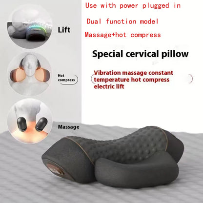 Electric Neck Massage Pillow, Neck Stretcher, Heating, Vibration, Massage, Back Traction, Orthopedic Sleep Pillow Support