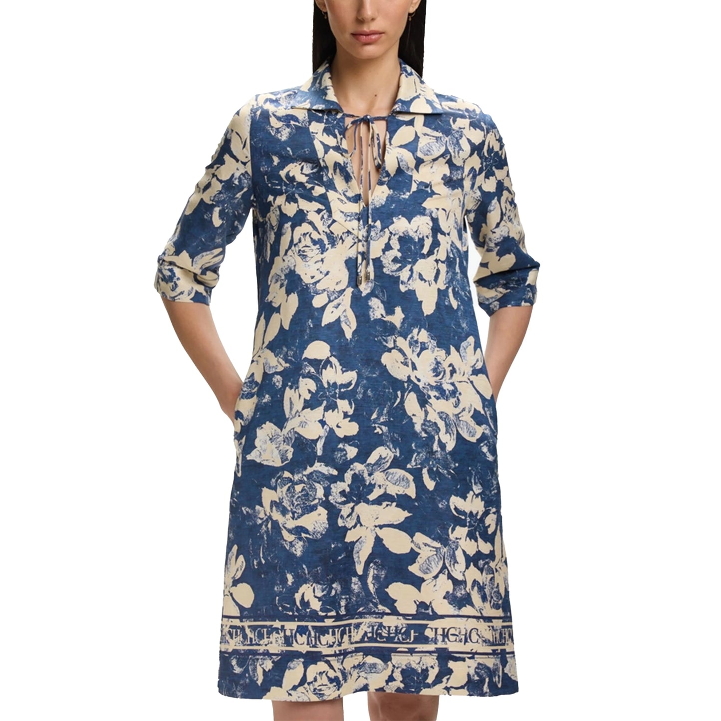 CHCH 2025 Summer Fashion Women Commuting V Neck Dresses Fashion Midi Printed New Lady Straight Dress