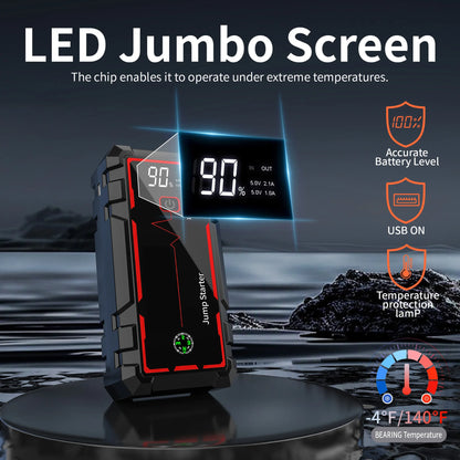 12V Portable Jump Starter Car 5000A Battery Car Starter Self-driving Flame Off and Electric TreasureFor 8-10L Petrol Diesel Car