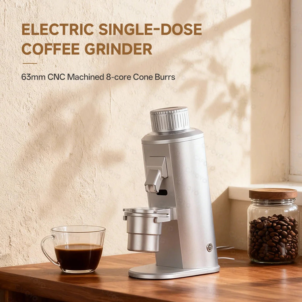 CAFOVO G163C Single Dose Coffee Grinder Fixed Speed with 63mm CNC Burrs and Plasma Anti-Static for Espresso and Pour Over Mill