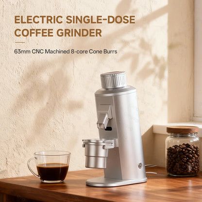 CAFOVO G163C Single Dose Coffee Grinder Fixed Speed with 63mm CNC Burrs and Plasma Anti-Static for Espresso and Pour Over Mill