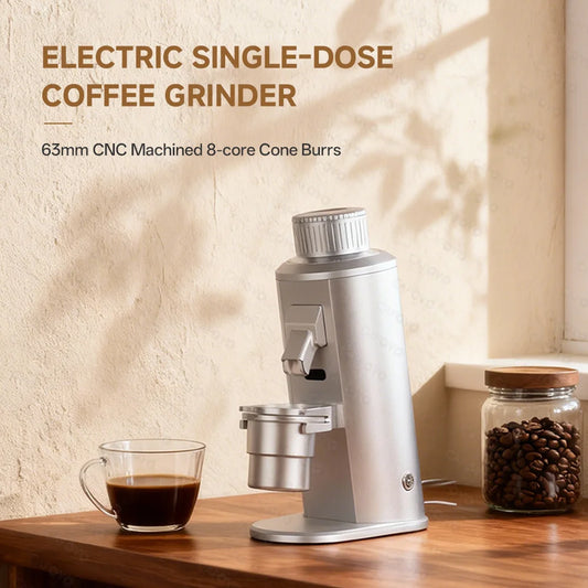 CAFOVO G163C Single Dose Coffee Grinder Fixed Speed with 63mm CNC Burrs and Plasma Anti-Static for Espresso and Pour Over Mill