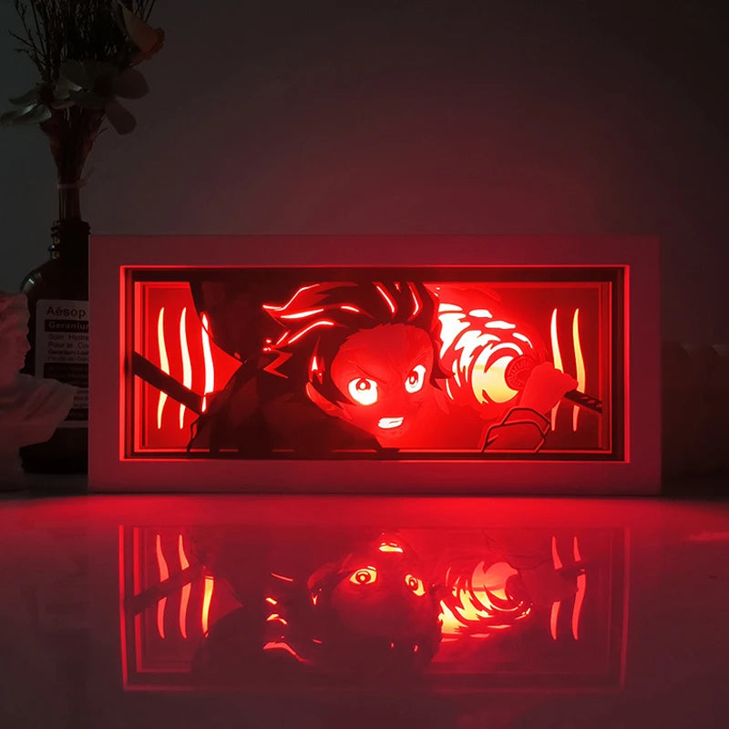 Anime Series Paper-Cut Light Room Bedroom Night Light Remote Control Colorful Light Box Atmosphere Light