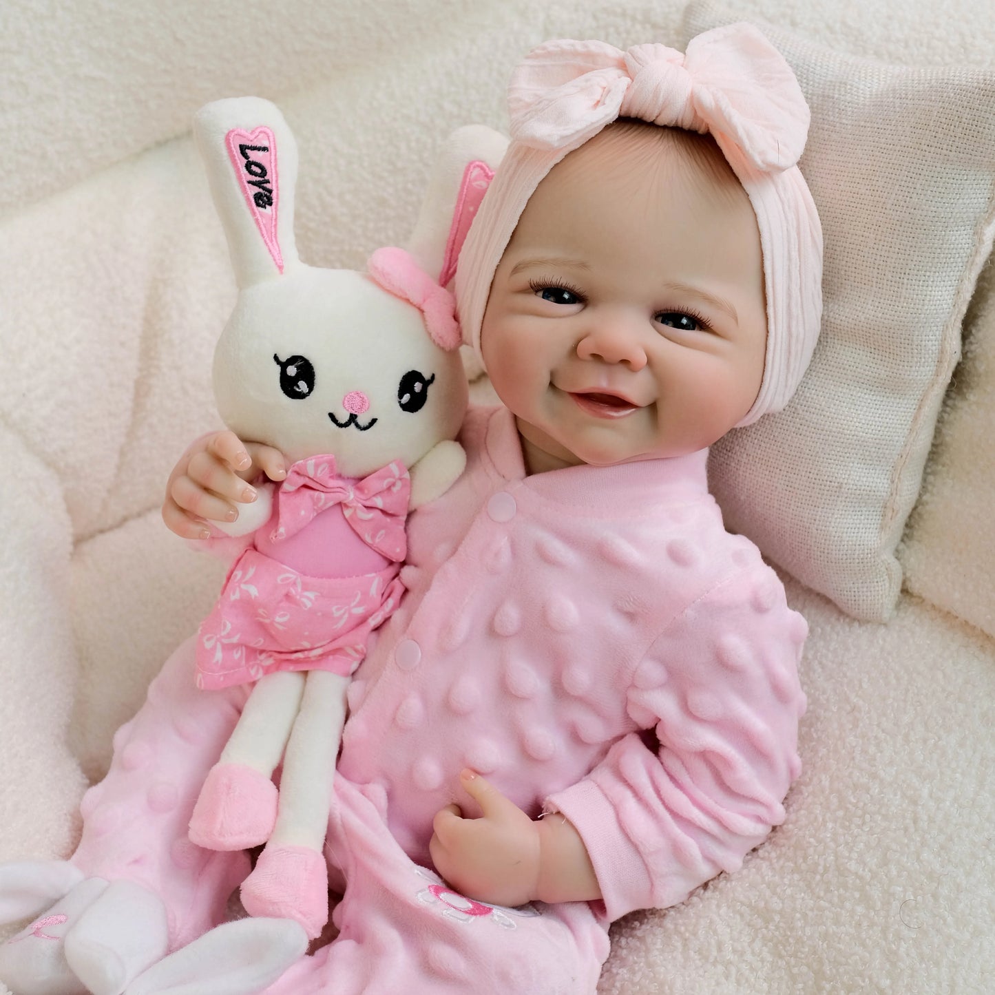 NPK 19-inch Lifelike Baby Doll Vivienne Full Body Reborn with 3D Skin Hand-Painted Hair Touch Doll Multiple Layers Painting