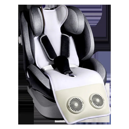 USB Charging Detachable Silent Fan Ventilation Cover Ice Silk Baby Stroller Cool Seat Cover Breathable Car Safety Seat Cover