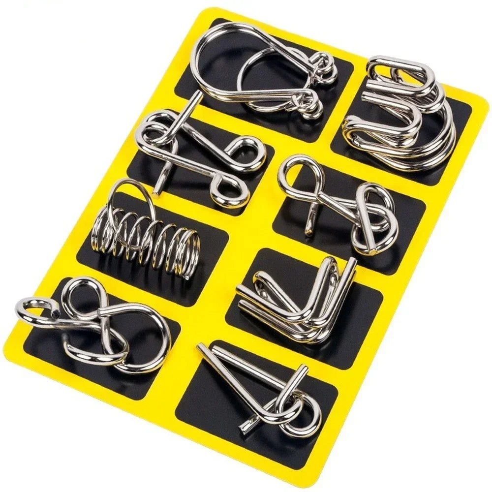 Metal Montessori Puzzle Wire 8Pcs/Set IQ Mind Brain Teaser Puzzles Children Adults Interactive Game Reliever Educational Toys