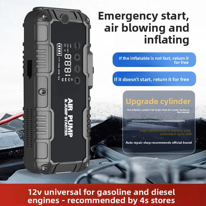 SUKIN 4IN1 Multifunction Car Jump Starter Power Bank With Tire Inflator Flashlight Charger Functions 12V Booster Starting Device