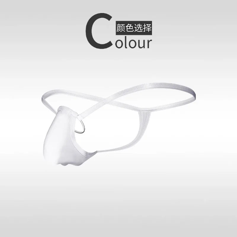Men's Thongs Underwear Cock Ring Sissy Panties Temperament Sexy Bikini Seamless Penis Ring Perspective Lingeries