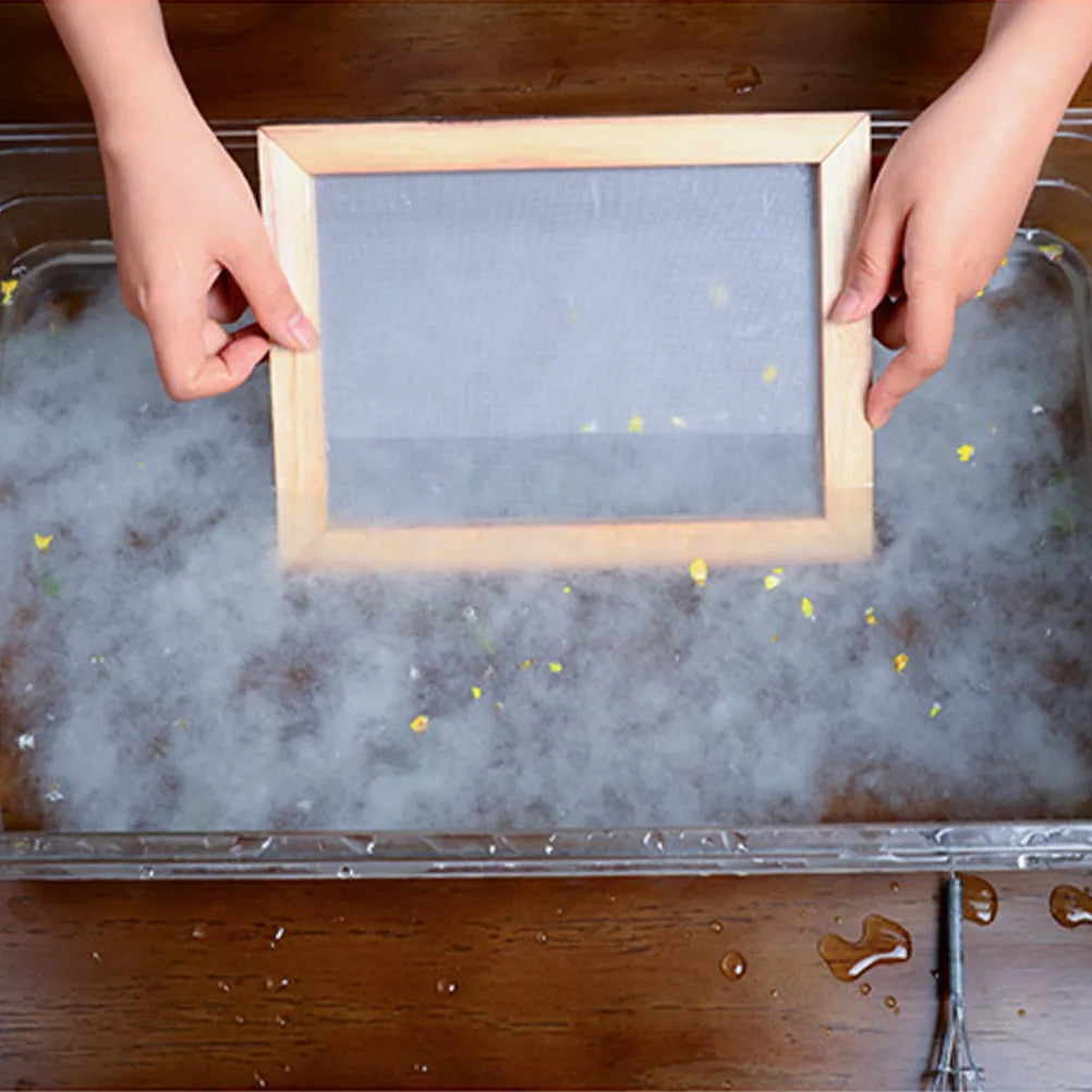 1Set Educational DIY Paper Making Frame Dry Pulp Kit for Kids Environmental Awareness Craft Activity Easy Use Washable Paper