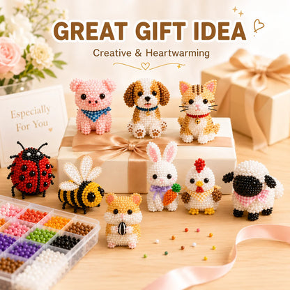 Mini 3D Bead Kit for Animal DIY Set - Interactive Assembly Gift for Parents and Children - 3D Animal Shape Bead Assembly Set