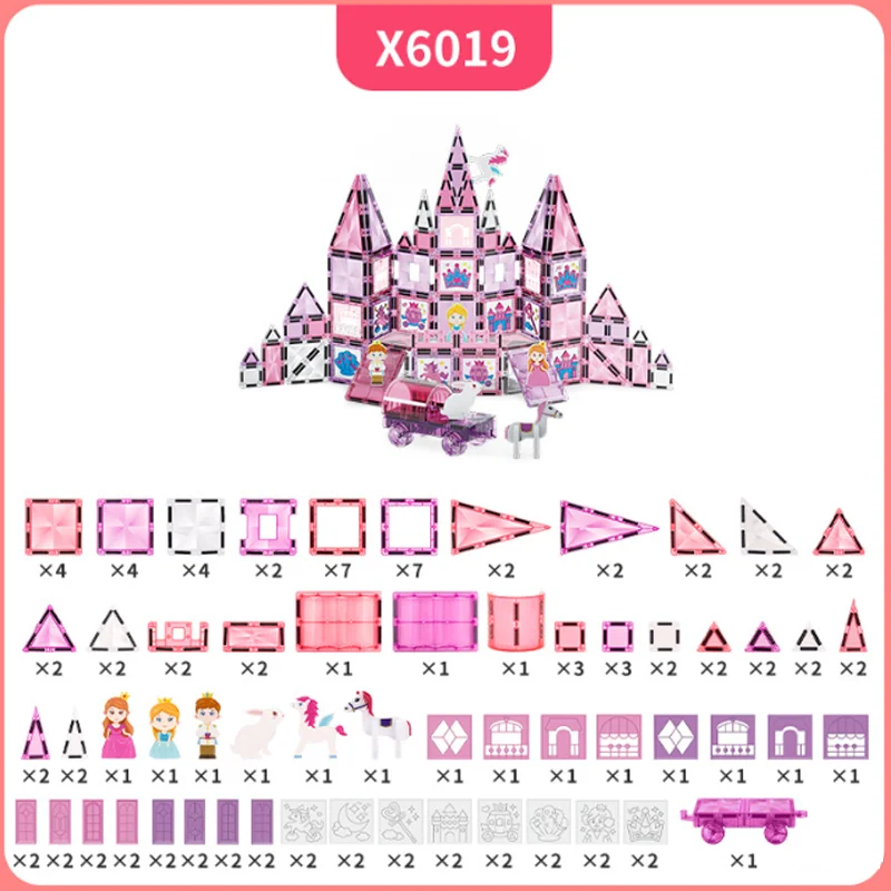 Children Magnetic Tiles Educational Magnetic Building Blocks Magnetic Toys For Girls Free Assembly Toy Birthday Gift