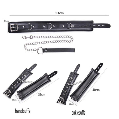 BDSM Sex Leather Bondage Optional Handcuffs Collar Wrist Ankle Cuffs for Fetish Erotic Adult Games Couple Sex Toys Restraints