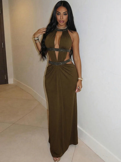 Sisterlinda Elegant Dress Women Chic Backless Patchwork Sparkle Bandage Irregular Sleeveless Sexy Beach Vacation Hottie Vestidos