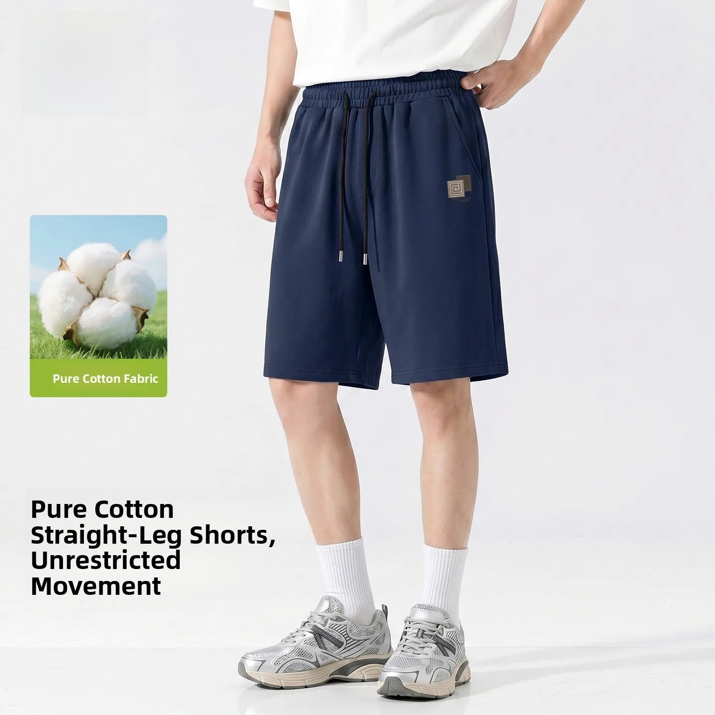 Baleno Men's Basketball Shorts Pure Cotton Sporty Casual Grey Summer Leisure Loose Fit Elastic Waist Short Length Pants