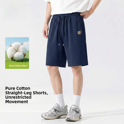 Baleno Men's Basketball Shorts Pure Cotton Sporty Casual Grey Summer Leisure Loose Fit Elastic Waist Short Length Pants