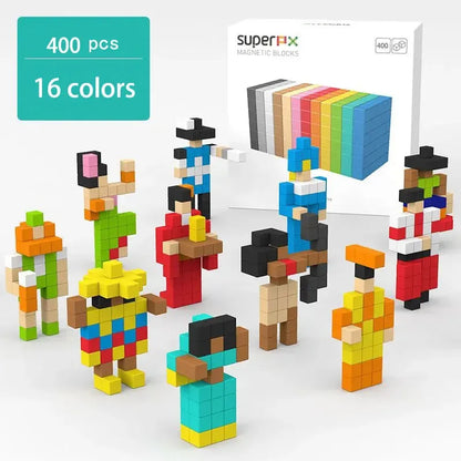 400pcs/set Pixel Building Blocks Designer Rainbow Cube Colorful Connection Block DIY Model Children Toys Gifts for Kids