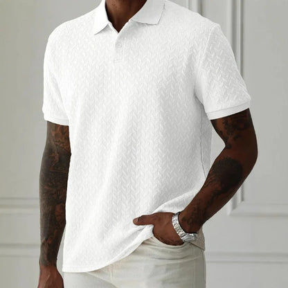Men's Green Jacquard Polo Shirt Summer Solid Color Short Sleeve Business Casual T-Shirt Men Fashion Golf Basic Top
