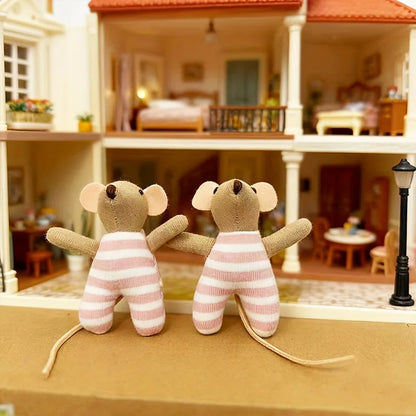 2/3 Pcs, 15/9.5 Cm Tall Interchangeable Mouse Dolls for Dollhouse Miniature Scene Decoration, Christmas and New Year Gifts