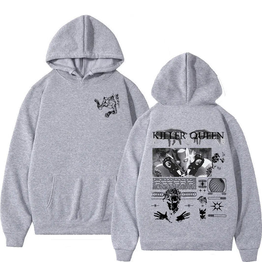 Anime Jojo Bizarre Adventure Hoodies Killer Queen Graphic Men Women Casual Sweatshirts Oversized Long Sleeves Fleece Pullovers
