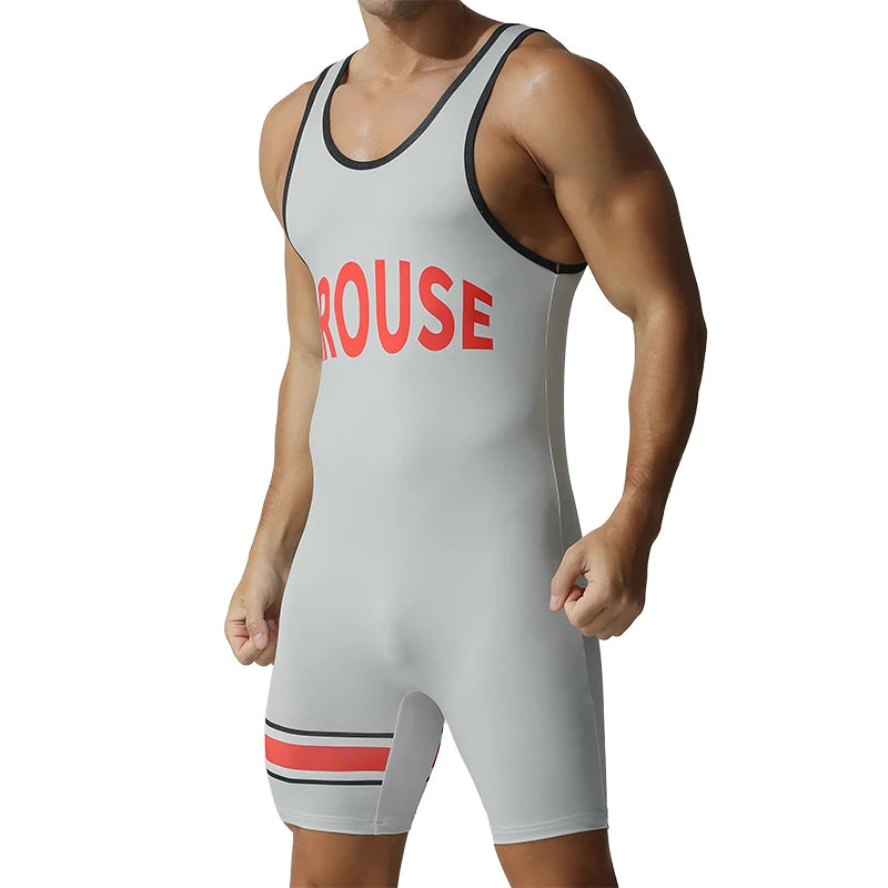 Men's shapewear, jumpsuit, wrestling suit, vest, sports and fitness training suit, weightlifting suit, high elasticity, slim fit