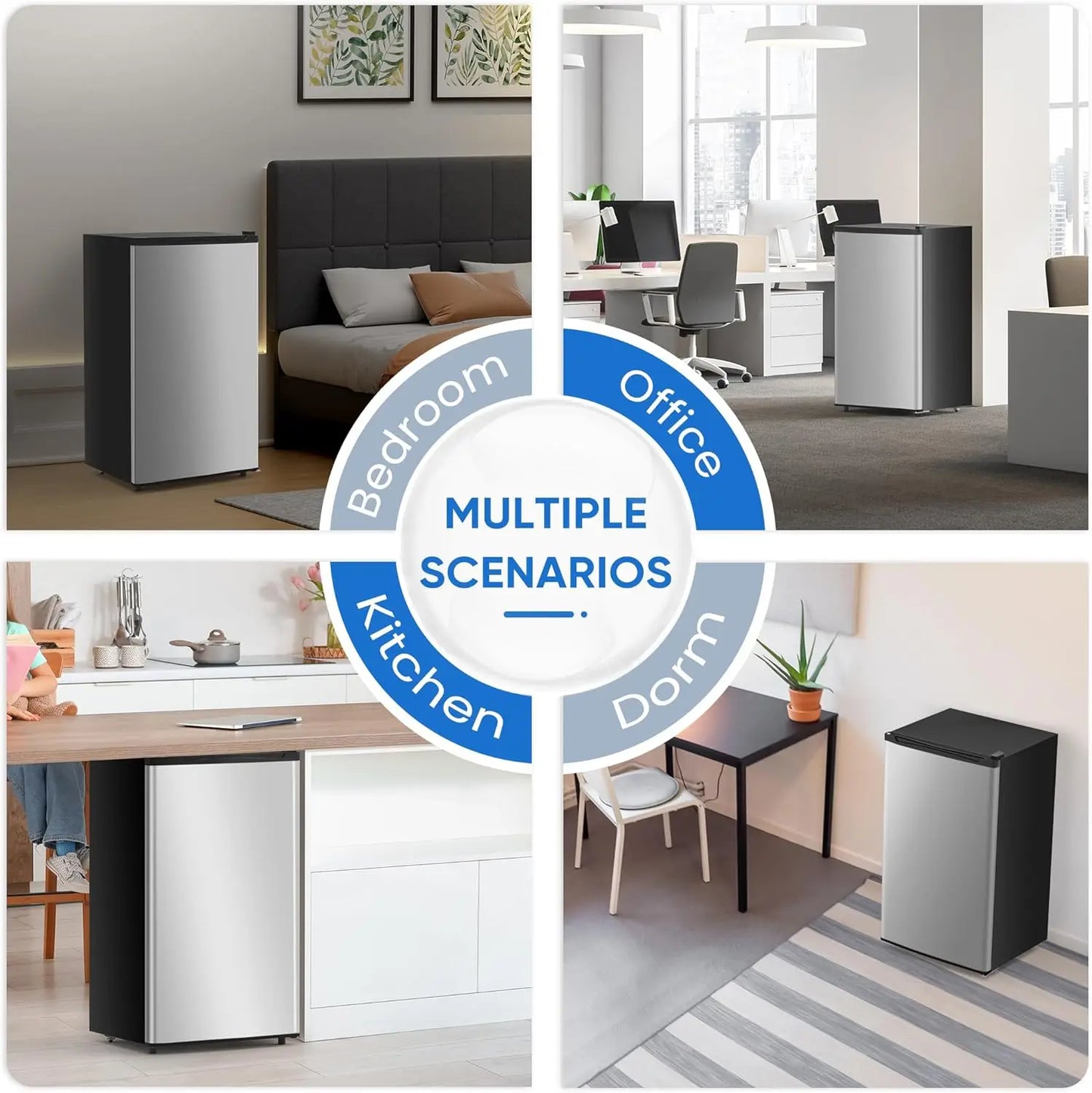 Mini Fridge with Freezer 3.2 Cu.Ft Small Refrigerator for Office, Dorm, Small Fridge with Adjustable
