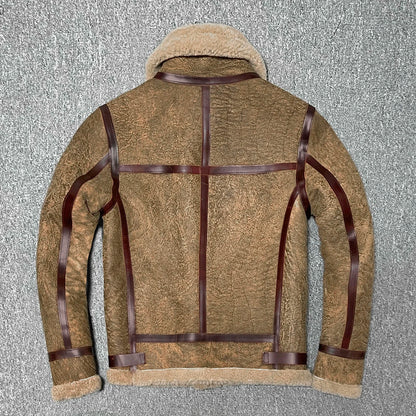 New Men's Winter Real Sheepskin Pilot Jackets Man Super Warm Genuine Sheep Leather Fur Jacket B3 Bomber Shearling Vintage Parka