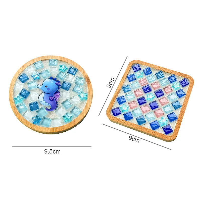 DIY Handmade Coaster Creative Mosaic Crystal Bamboo Material Kits Cup Mat Parent-child Hand Craft Toy Kids Gift