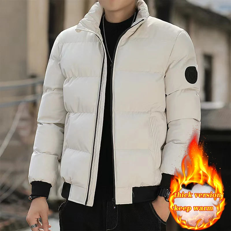 Autumn Winter Stand Collar Padded Jacket Men's Thick Warm Fashion Down Parka Coat Men Business Casual Puffer Jackets Clothing
