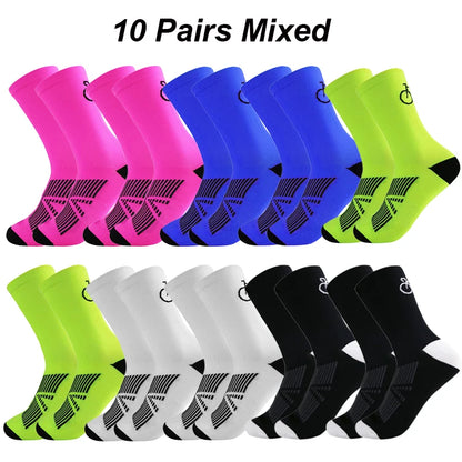10 Pais High Quality Profession Team Men Women Cycling Socks Bike Socks Breathable Bicycle Socks Outdoor Sportswear Racing Socks