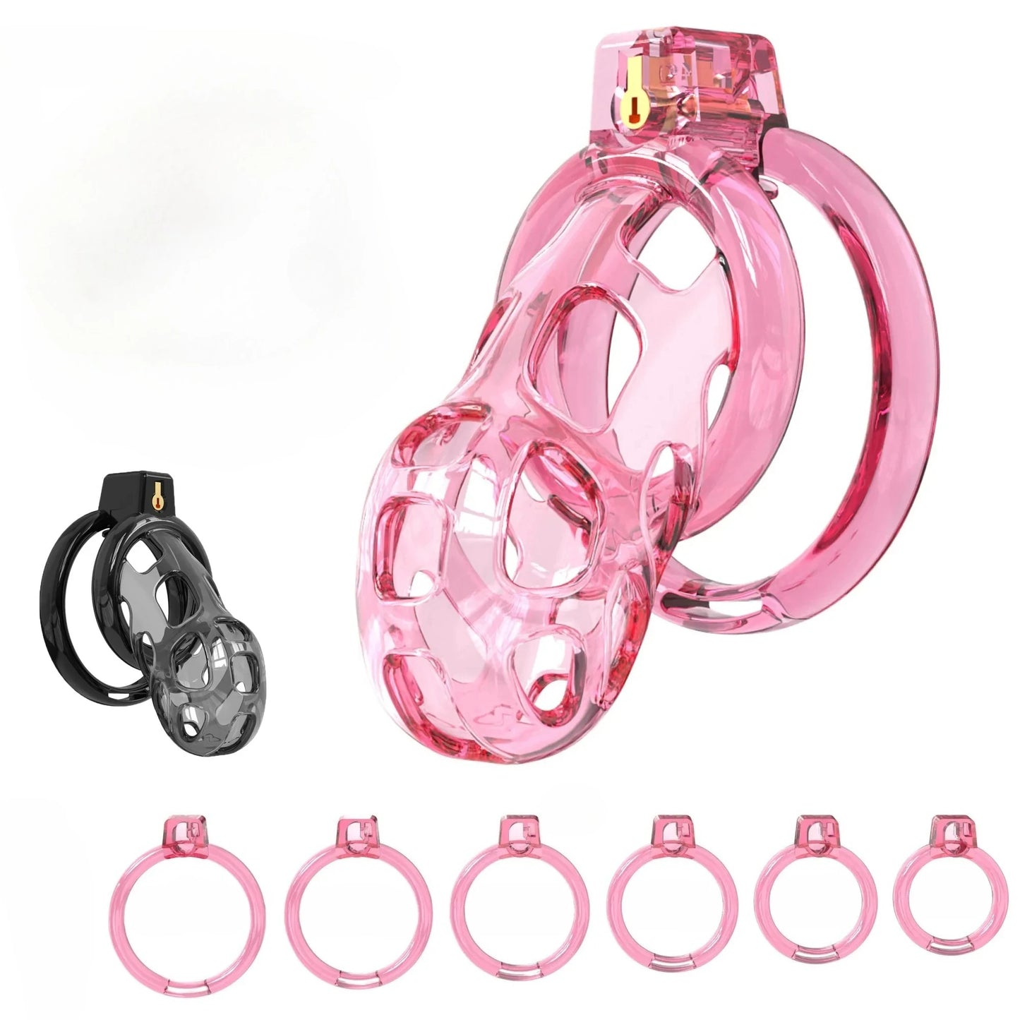 New Super Soft Cobra Chastity Cage Penis Abstinence Bondage Cock Cage with 6 Size Rings Catheter Sissy Gay Male Sex Toys 18