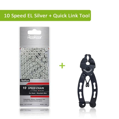Rookoor Bicycle Chain 6 7 8 9 10 11 Speed Velocidade Titanium Plated TI Gold Silver Mountain Road Bike MTB Chains Part 116 Links