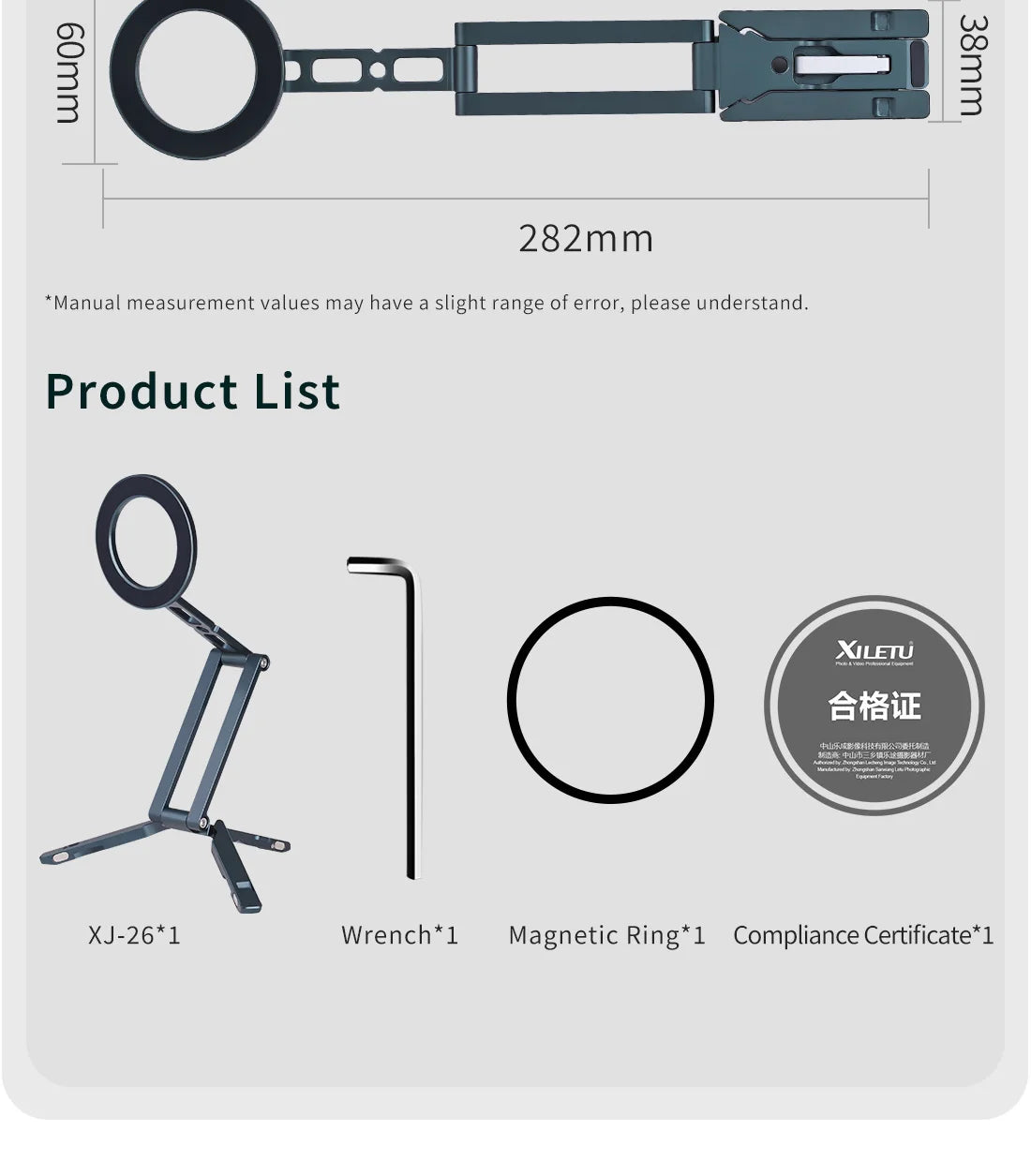 COBONE Magnetic Phone Tripod Holder Foldable Adjustable with Arca-Swiss for Phone Vlog Portable Desktop Phone Mount for Travel