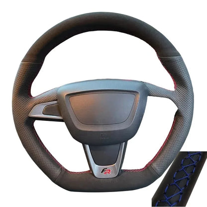 Hand Sewing Soft Suede Car Steering Wheel Cover For Seat Ibiza(6J)(FR/CUPRA) 2015 Mii FR Leather Original Steering Wheel Braid