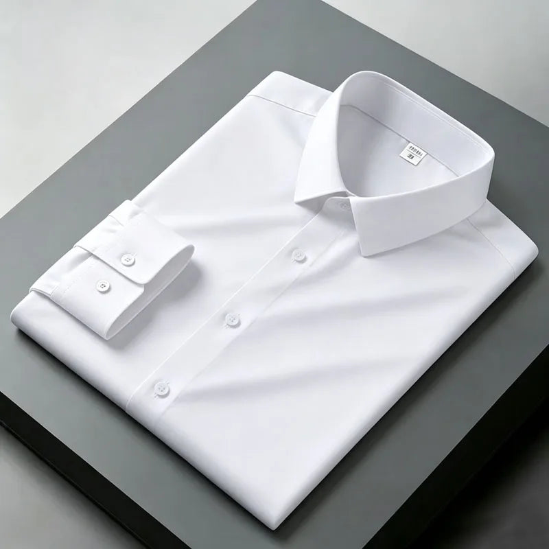 Black shirt men's long sleeved non ironing and wrinkle resistant solid color business casual men's spring shirt size