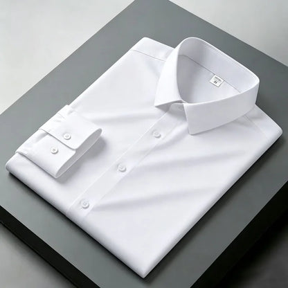 Black shirt men's long sleeved non ironing and wrinkle resistant solid color business casual men's spring shirt size