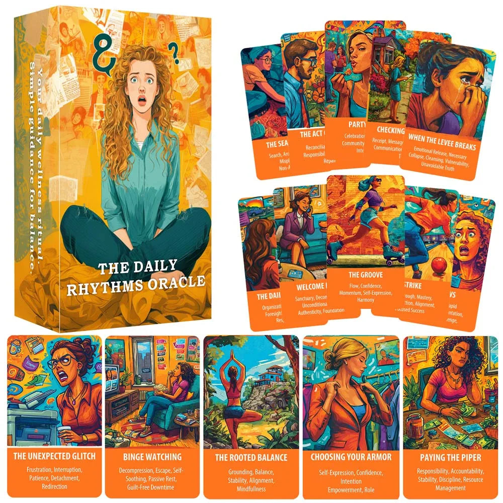 56 Cards The Daily Rhythms Oracle Deck, 13x8 Cm, Build Inner Connection Understanding Life Changes Card Game, Spiritual Insight
