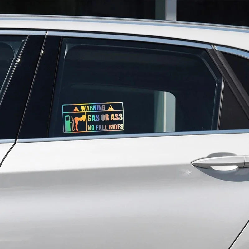 15*7CM Car Interior Personality Stickers GAS GRASS or ASS Unmanned Free Ride Car Windows Vinyl Stickers Waterproof Custom