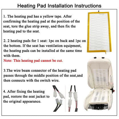 Car Seat Heater Universal 12V Alloy Wire Fast Heating Heat Pads 3 Levels Dual Square Control Switch With Harness Winter Warmer