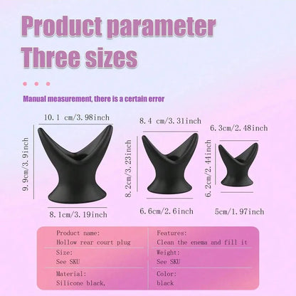 Soft Silicone Hollow Anal Plug, Stretchy Open Tunnel Butt Plug Dilator for Anal Training Stretching Enema Play, Comfortable Base