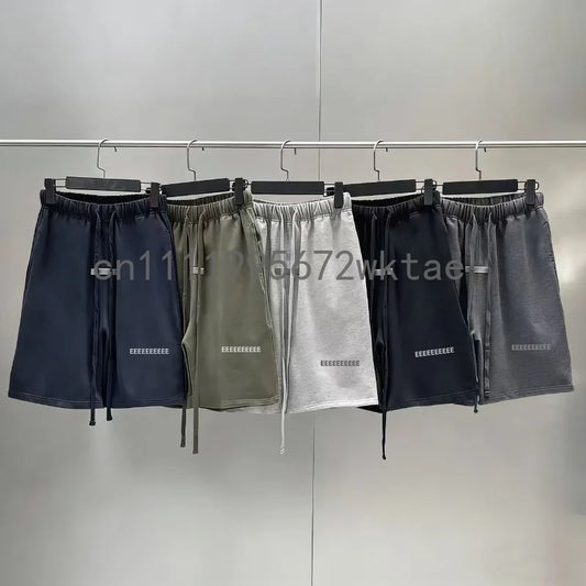22SS Classic Brand New Color Men's Terry Shorts Luxury Design Double Row Reflective Letter Shorts High Street Loose Thin Shorts