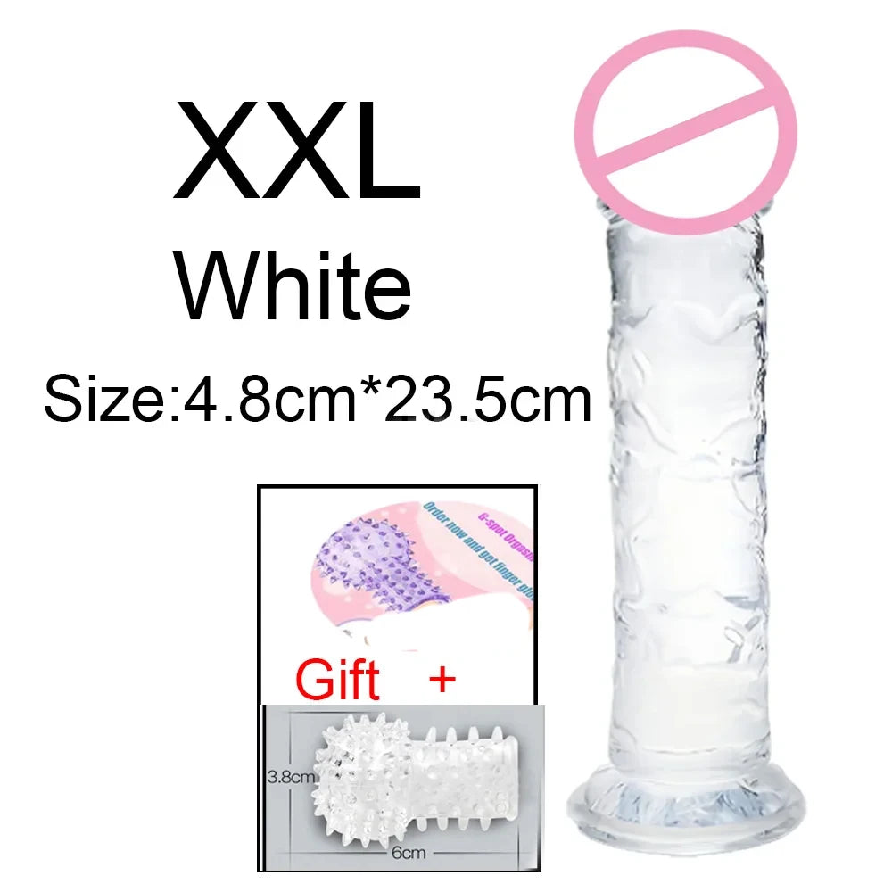Cheap Women Erotic Anal 5 Colors Big Transparent Dildo Suction Cup Jelly Dick Sex Toys Soft Clitori Vaginal Masturbators Penis