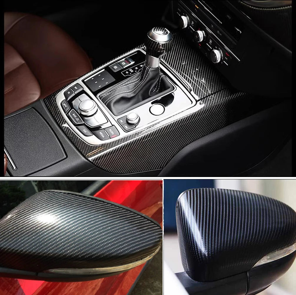 10/20/30/40/50*152cm Black Matte 3D 4D 5D Carbon Fiber Vinyl Car Wraps Auto Satin Film Vehicle Sticker with Different Size/Roll